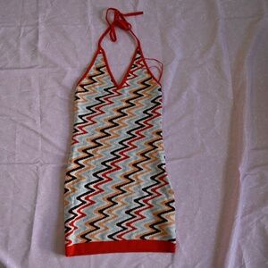 NWT Crush The Gateway Hug Mini Dress – Zig Zag Halter Knit (Size S)